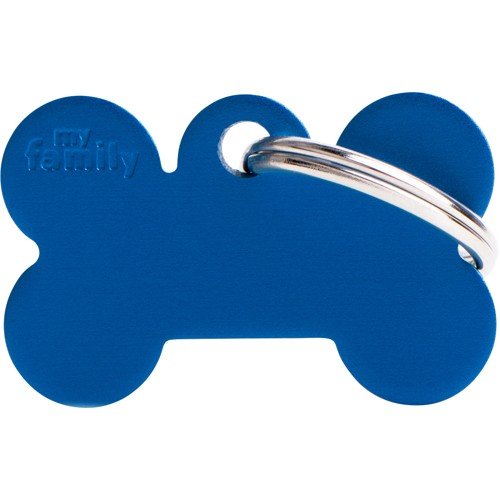 Myfamily Aluminium ID-merke for hund 48x31 mm Blå med gravering