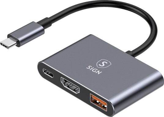 SiGN USB-C-hub til USB-A 3.0 / USB-C PD 100W / HDMI 4K@30Hz