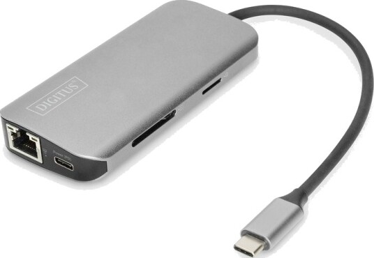 Digitus DA-70884 Dokkingstasjon USB-C HDMI Gigabit Ethernet Aluminium Digitus DA-70884 Dokkingstasjon USB-C HDMI Gigabit Ethernet Aluminium