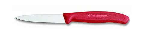 Grønnsaks- & skallkniv 8 cm rødt håndtak, spiss Grønnsaks- & skallkniv 8 cm rødt håndtak, spiss