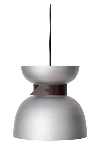 Konsthantverk Liv Taklampe - Rå Aluminium & Sort Lær Konsthantverk Liv Taklampe - Rå Aluminium & Sort Lær