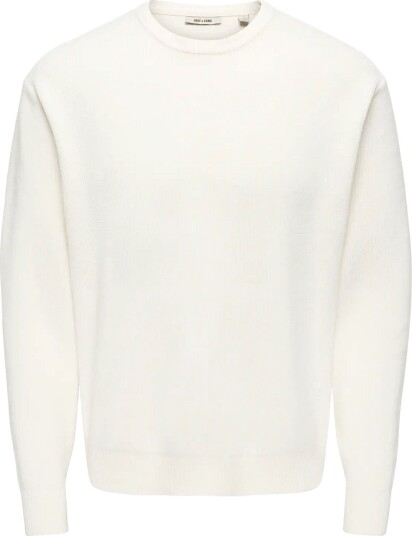 ONLY & SONS Onsrodger Rlx Crew Neck Knit   CLOUD DANCER   L