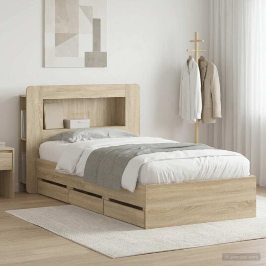 Sengeramme med oppbevaring Sonoma eik 80 x 200 cm Sengeramme med oppbevaring Sonoma eik 80 x 200 cm