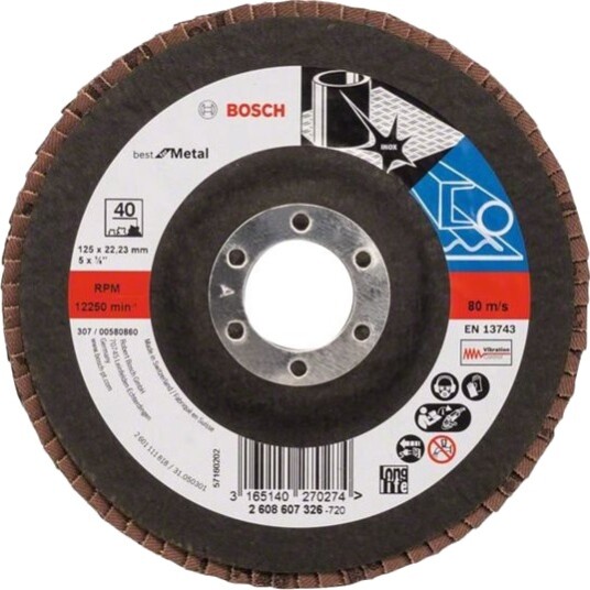 Bosch X571 Lamelslibeskive for Metall 125 mm Grovkorn 40 Bosch X571 Lamelslibeskive for Metall 125 mm Grovkorn 40