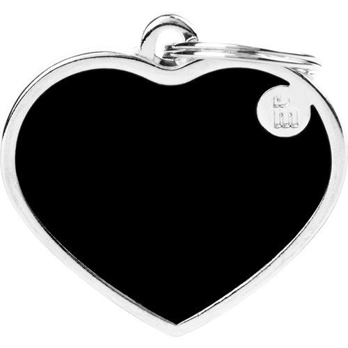 Myfamily Hjerte ID tag - Håndlaget Sort - 37x36 mm Myfamily Hjerte ID tag - Håndlaget Sort - 37x36 mm
