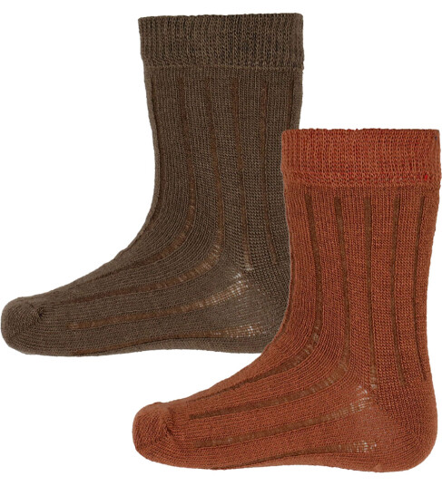Minymo Sokker 2 pack Cocoa Brown Minymo 35/38 Sokker Brun Oransje 35 38