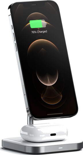 Satechi Magnetisk 2-i-1 Trådløs Ladestativ for iPhone og AirPods Hvit Satechi Magnetisk 2-i-1 Trådløs Ladestativ for iPhone og AirPods Hvit