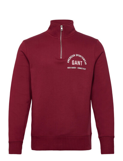 GANT Printed Graphic Half Zip - Burgundy - S