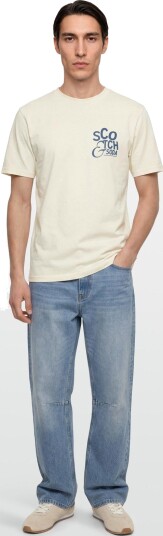 Scotch & Soda Left Chest Artwork Regular Fit T Shirt Cream XL Scotch & Soda Left Chest Artwork Regular Fit T Shirt Cream XL