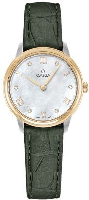 Omega Dameklokke 434.23.28.60.55.001 De Ville Prestige Hvit/Lær