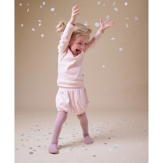 GoBabyGo   Strømpebukse Antiskli Bambus Lavender Glitter   12 18 mnd