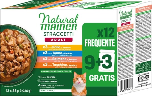 Natural Trainer Våtfôr Strimler I Saus Mikspakke 1 Laks Tunfisk Kylling Kalkun 12 X 85 G