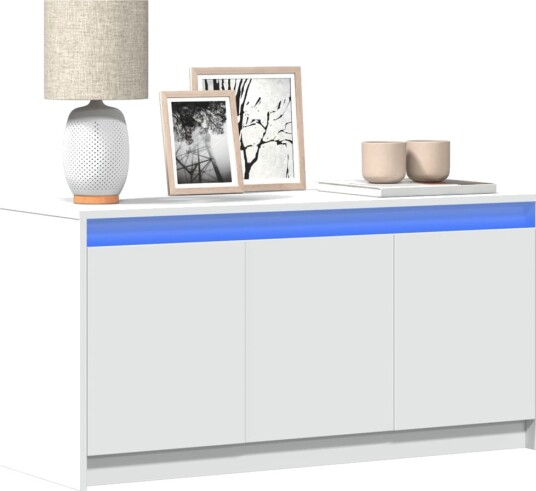TV-benk med LED hvit 100x34x50 cm konstruert tre 852208