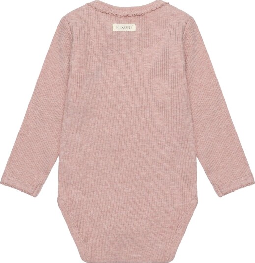 Blå Body I/e   Rib   Pale Mauve Melert   Blå   74   Langermet Body   Rosa
