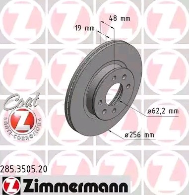 Bremseskive ZIMMERMANN 285.3505.20 Bremseskive ZIMMERMANN 285.3505.20
