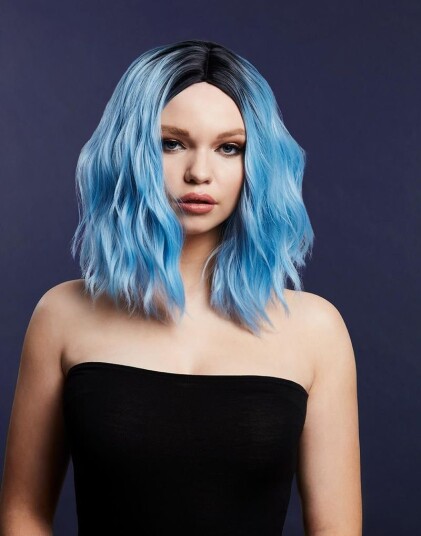 Cara Deluxe Wig Kan Styles! Kort Baby Blå Parykk