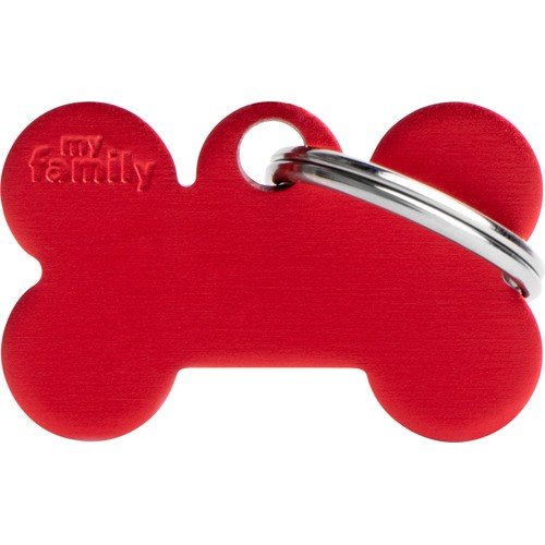 Myfamily ID-brikke til hund 38x25 mm Aluminium Rød