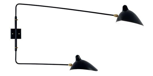 Serge Mouille Applique 2 Vegglampe Sort & Messing Rett