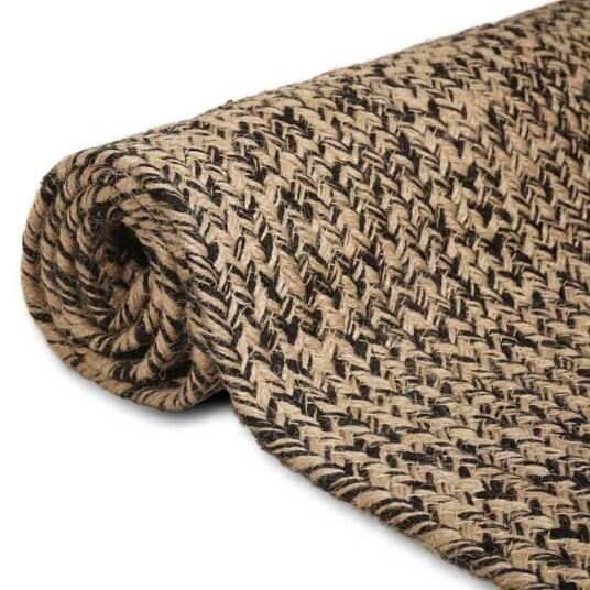 Teppe Naturlig og svart 120 x 120 cm Jute