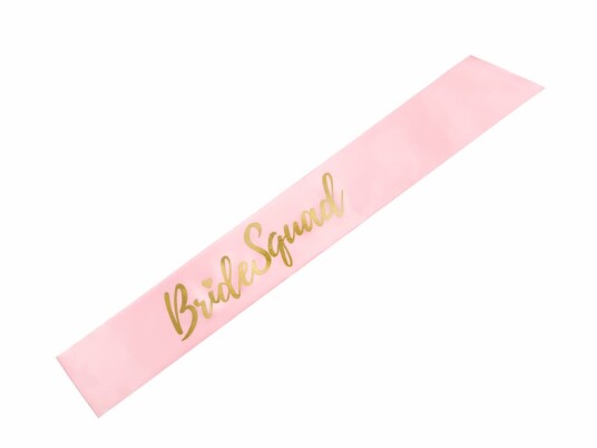 Lys Rosa Bride Squad Ordensbånd med Gullfarget Tekst