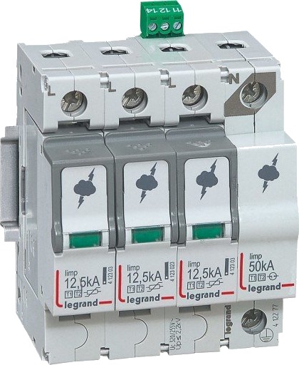 Legrand Transientbeskyttelse Type 1+2 3P+N, TT og TNS, 12,5kA
