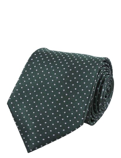 Portia 1924 Dots Silk Tie - Khaki green - ONE SIZE Portia 1924 Dots Silk Tie - Khaki green - ONE SIZE