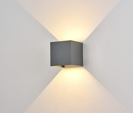 6W dimbar CUBIC PRO vegglampe IP65 antrasitt justerbar opp/ned inne/ute inkl. lyskilde Dimbar : Dimbar Kulør : Varm 6W dimbar CUBIC PRO vegglampe IP65 antrasitt justerbar opp/ned inne/ute inkl. lyskilde Dimbar : Dimbar Kulør : Varm