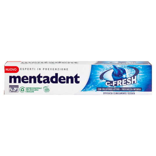 Tannkrem med Aktivt Munnvann MENTADENT C Fresh 75 ml Tannkrem med Aktivt Munnvann MENTADENT C Fresh 75 ml
