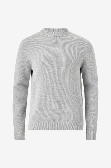 Selected Homme Genser Slhdane LS Knit Structure Crew Neck Grå