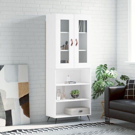 vidaXL Highboard hvit 69,5x34x180 cm konstruert tre 8720845481193