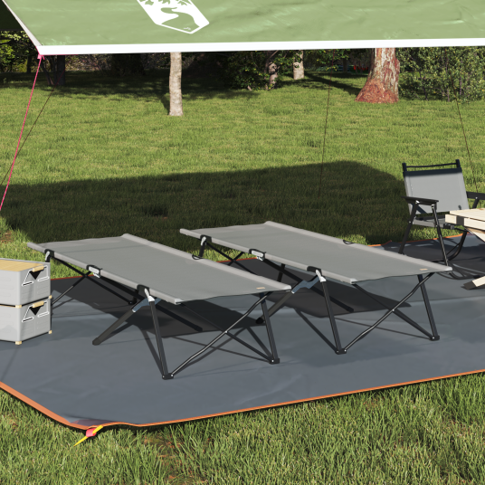 Sammenleggbar camping seng 2 pcs Grå 206 x 76 x 74 cm