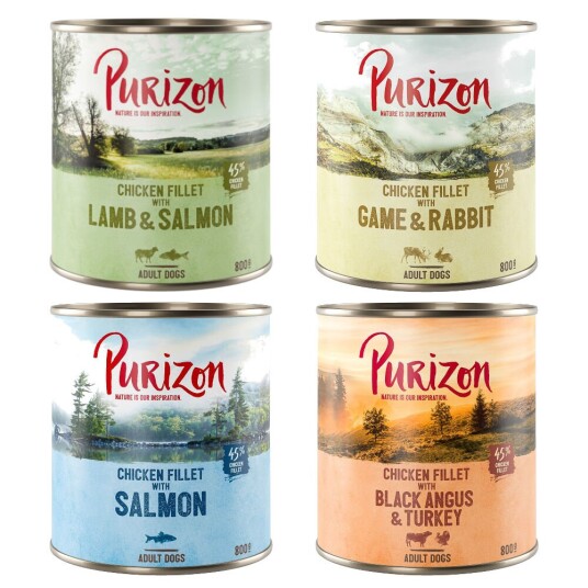 Purizon Adult 12 X 800 G Kornfri Blandet (2 X Black-Angus 2 X Lam 1 X Laks 1 X Vilt)