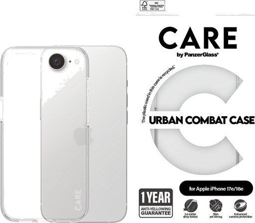 CARE by PanzerGlass Urban Combat Case Transparent iPhone 17e | 16e