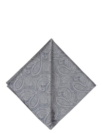 Portia 1924 Paisley Silk Pocket Square - Grey - ONE SIZE