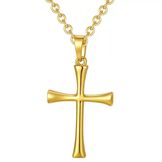 Golden Faith kors halssmykke rustfritt stål Golden Faith kors halssmykke rustfritt stål