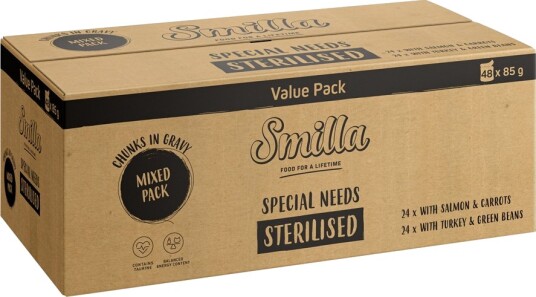 Smilla Våtfôr Fresh Pouch Sterilised Bites Med Grønnsaker Jumbopack Mixpakke 48 X 85 G