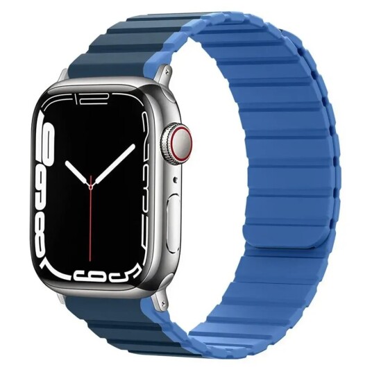 Lippa Apple Watch (42/44/SE/45/49mm) Magnetisk Silikon Multi Reim - Mørkeblå / Lyseblå