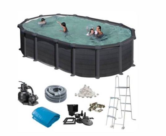 Swim & Fun basic basseng oval 610 x 375 x 132 cm svart grafitt KITPROV6188GF