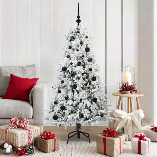  Kunstig sammensatt juletre med 150 LED grønn 150 cm PE og PVC