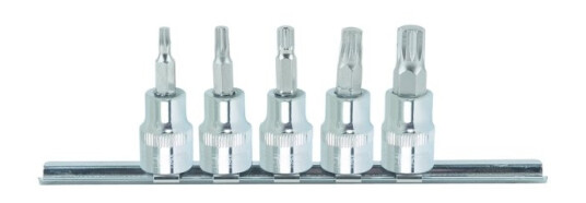 Ks Tools 918.3773, Støpselsett, 3/8", 5 Hoder, Kromvanadiumstål, Din 3120, Iso 1174, 150 G