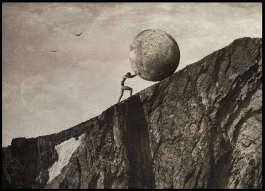 Man"s Uphill Struggle Plakat / 100x150 Man"s Uphill Struggle Plakat / 100x150