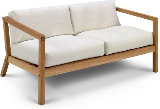 Fritz Hansen Virkelyst Sofa Teak Fossflakes Padding Outdoor Textile / White Utendørs Sofaer Says Who