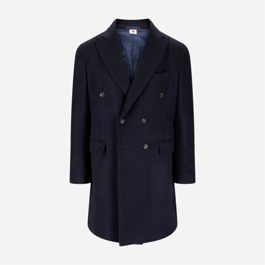 Luigi Borrelli Double Breasted Coat - Navy Blå 54 Luigi Borrelli Double Breasted Coat - Navy Blå 54