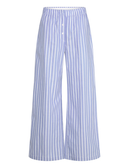 Monki Wide-Leg Cotton Twill Trousers - Blue - XS