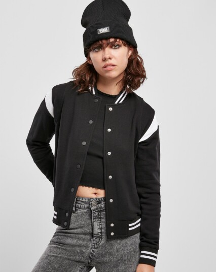 Urban Classics Organic College Sweat Jacket for kvinner Svart Urban Classics Organic College Sweat Jacket for kvinner Svart