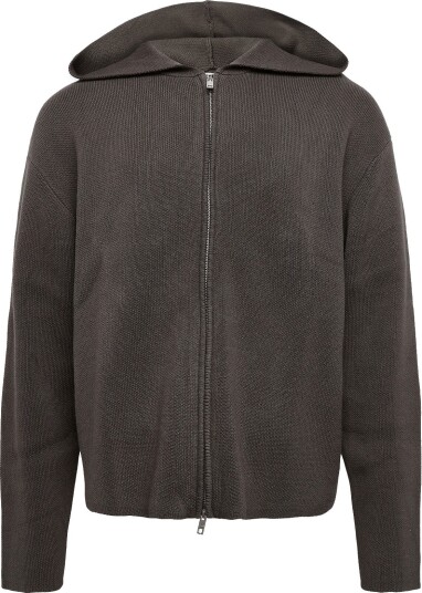 Weekday Knitted Zip Through Hoodie DARK MOLE S Weekday Knitted Zip Through Hoodie DARK MOLE S
