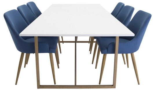 Venture Design Palace & Plaza spisegruppe Hvit/blå 6 st stoler & bord 240 x 100 cm