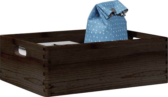 Trekasse med håndtak svart 40x30x13 cm heltre furu Trekasse med håndtak svart 40x30x13 cm heltre furu