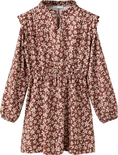Mango Floral Print Dress DARK RED 9