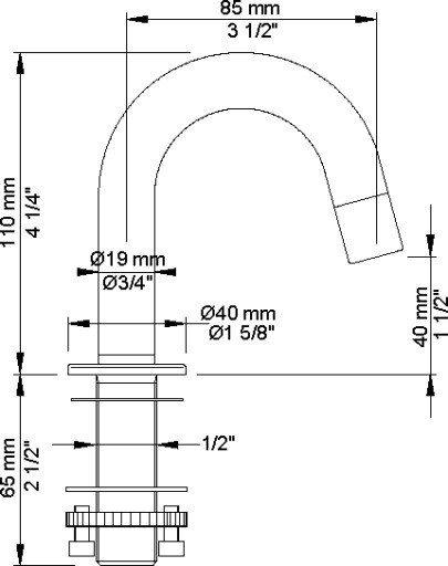 VOLA 090A 20 Børstet krom
